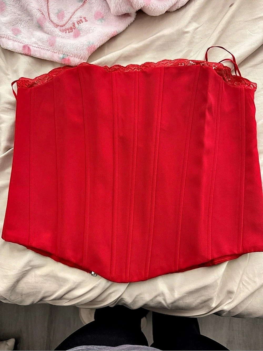Fashion Nova Kiss Me All Day Corset Top Red Lace Bodysuit XL